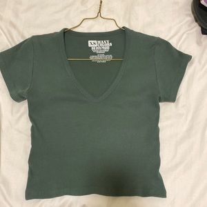 Big bud press ribbed cotton cropped v neck XS